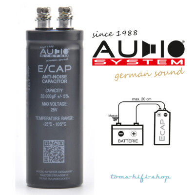 Audio System E/CAP EVO Entstörkondensator 33000uF 25V für BMW OPEL Entstörfilter