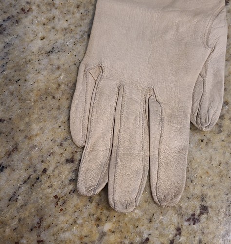Vintage Womens Size S 6.5 Beige Leather Formal 13.5" Long Gloves Distressed - Imagen 2 de 14