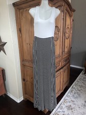 Ella + Cathy Black Stripe White Tank Long Maxi Dress Knit M Med