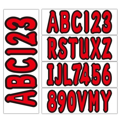 Custom Boat Registration Numbers Letters Red Decals 4 Sets of A-Z & 0-9