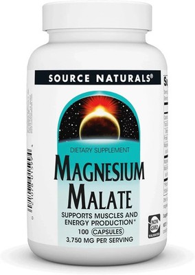 Source Naturals Magnesium Malate, Support Muscles and Energy 100 Capsules