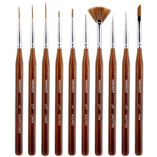 HNIHUY Detail Paint Brushes Set 10pcs Miniature for Fine Small, Brown