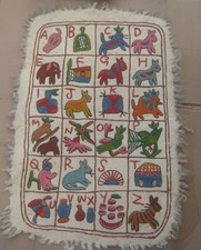 Handmade Kashmir Wool Embroidered Alphabet An...