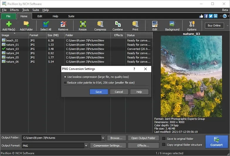 Pixillion Image File Converter Software Batch convert JPG, PNG, GIF, NEF NCH - Image 3 of 3