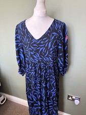 Ladies scamp and dude size 12 black and blue Midaxi dress patterned 