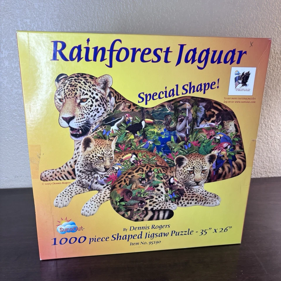 “Rainforest Jaguar” By Dennis Rogers 1000 Piece Shaped Jigsaw Puzzle SunsOut - Image 2 of 4