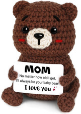 Birthday Gifts for Mom, Handmade Positive Crochet Bear Decor, Mom Gifts for Birt