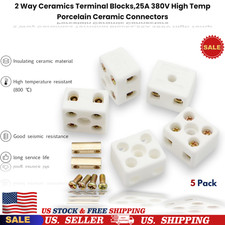 2 Way Ceramics Terminal Blocks,25A 380V High Temp Porcelain Ceramic Connectors