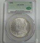 NO RESERVE 1898-P Philadelphia Minted Morgan 90% Silver Dollar CAC Graded AU58!
