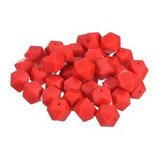 40Pcs 14 mm Hexagonal Silicone Beads, Dark Red