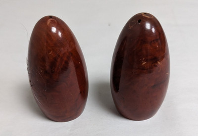 Mid Century Egg Shaped Salt Pepper Shakers Wood- Cork bottom NICE 3.5''