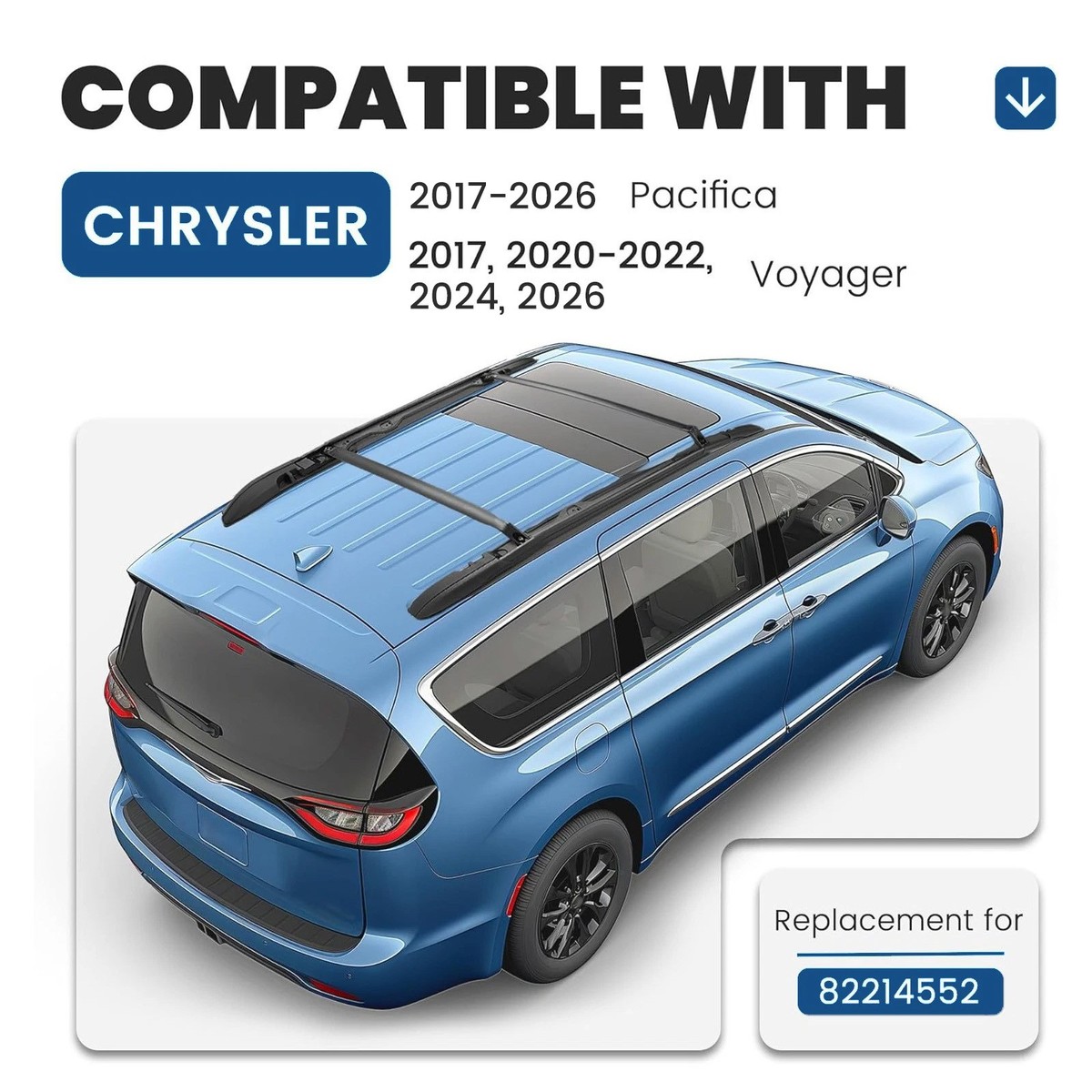 For Chrysler Pacifica/Voyager 17-2026 23 Roof Rack Side Rail Cross
