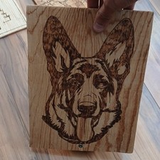 Handmade Engraved Wooden Dog Brown Medium Vertical Decorative Plaque Sign