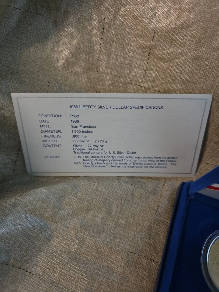 United States 🇺🇸 Liberty Proof Coins 1886-1986 S Silver & Half Dollar 2pc Set - Image 2 of 4