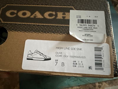 JUN NWT Coach Women's High Line Sneaker Olive CCI49 US 7 | eBay