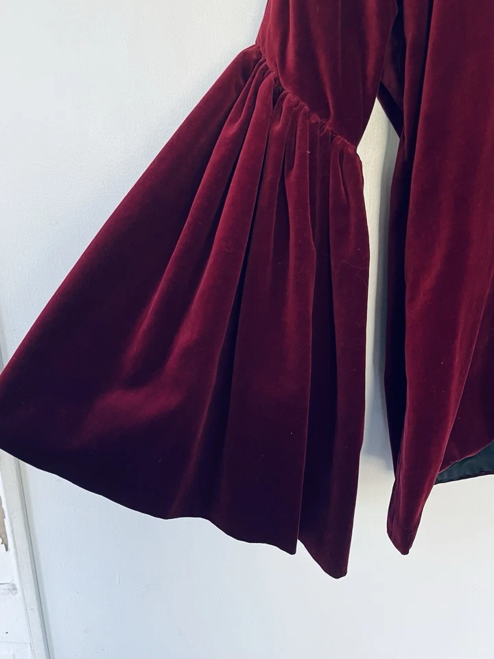 Blusa de terciopelo Adolfo vintage años 60 con enormes mangas de campana Aretha Foto 4 de 4