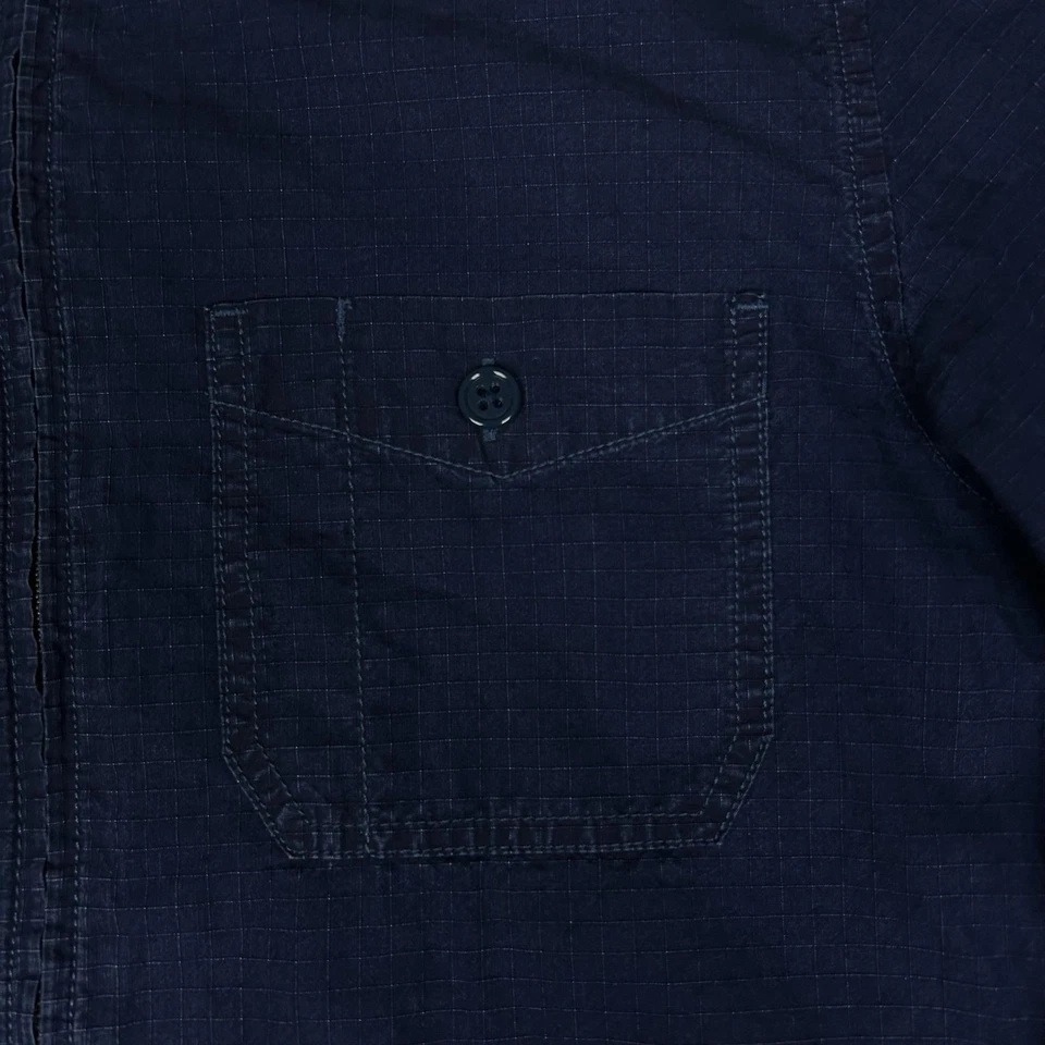 Chaqueta Wallace & Barnes Para Hombres Pequeña Azul Marino Ripstop Algodón Cremallera Tareas Camisa Ropa de Trabajo Foto 3 de 4