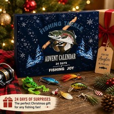 Fishing Lure Advent Calendar 24 Day Christmas Countdown Tackle Gift for Dad