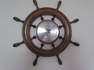Mid 1970s Large Weathermaster Nautical Ship Wheel Style Barometer working