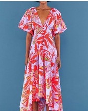 FARM Rio Women’s NWT Lilac Color Birds MIDI Cotton Dress XS