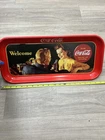 Vintage Coca Cola Tray w Marine & Lady Long 19" Red Serving Tray Org. Art 1991