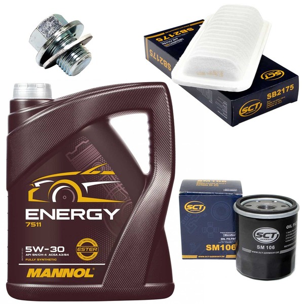 MotoröL Filter Set 5W-30 5 Liter + ÖLablassschraube FüR Toyota Yaris Verso 1.0-image