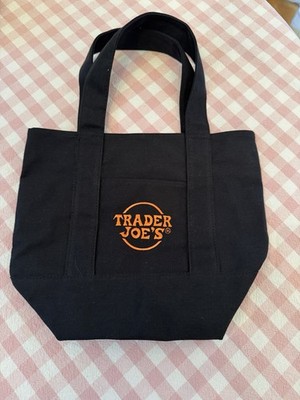Trader Joe's Black Canvas Foldable Tote Bag Solid Plain Reusable