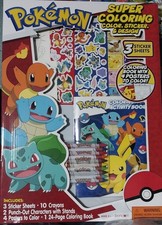 New Pokemon Super Coloring Set With Stickers Posters And 24 Page Book  Crayons