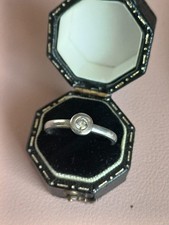 Platinum Swiss Set Solitaire Diamond Engagement Stacker Ring Size M