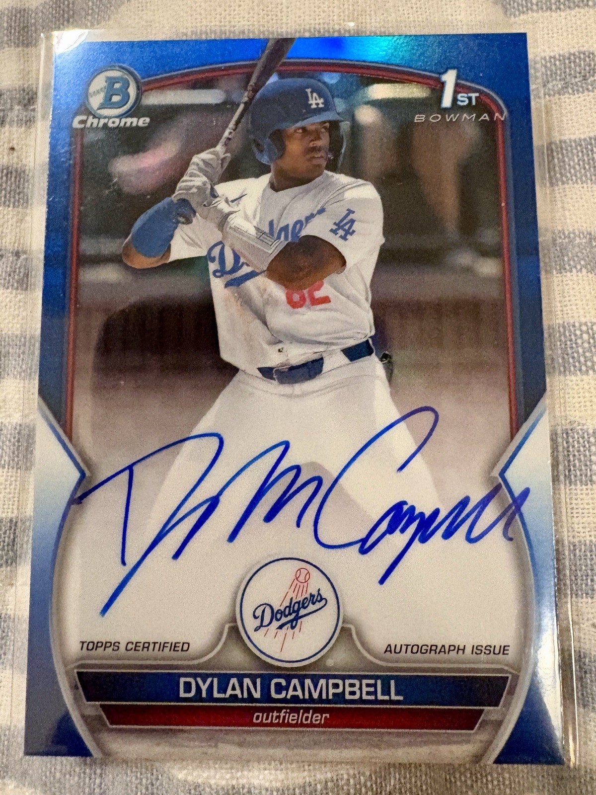 2023 Bowman Draft 1st Chrome Blue Refractor Auto /150 Dylan Campbell Dodgers