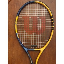 Wilson US Open Tennis Racquet Yellow Blue Grip 4 1/4 L2 Soft Shock preowned