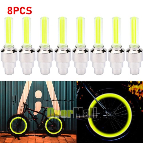 4-Pack LED Valve Cap Lights For Bicycle & Motorcycle Wheels - Yellow Tire Lights