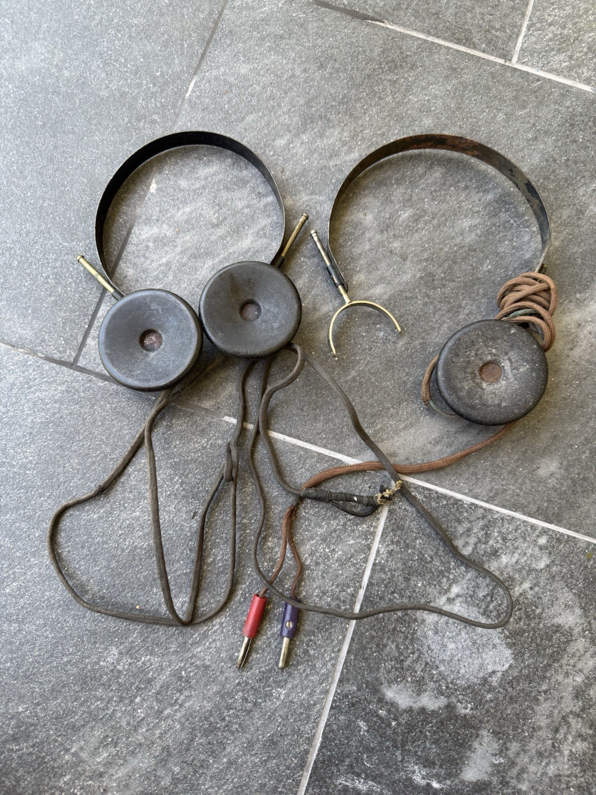 German DRGM WWI WWII Field Radio Headphones C Lorenz Telegraph Headset Lot