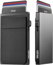 Slim Wallet for Men, Aluminum Credit Card Holder, Minimalist Metal Pop up Wallet