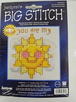 NEW Janlynn Big Stitch Quick & Easy Cross Stitch You Are My Sunshine Sealed 5 x5