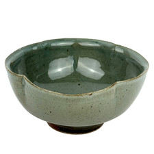 Studio Art Wheel Thrown Pottery Bowl Green Glaze Modern Artisan Rice Matcha