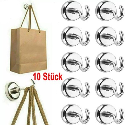 10 Stück Magnethaken mit Haken D 20 mm 14 Kg Neodym Magnet M4 Gewinde Topfmagnet