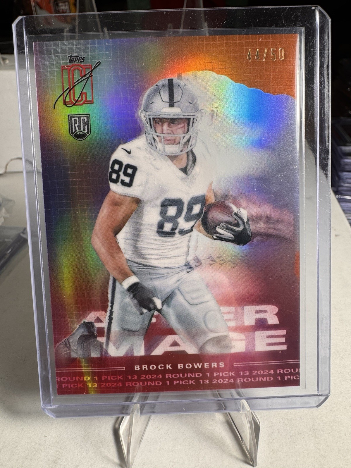 2024 Topps Signature Class Rookies Brock Bowers After Image #AI-16 Orange /50 RC