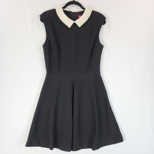 Betsey Johnson Etuikleid Perlenkragen ärmellos Größe 10 Damen schwarz Strick - Bild 2 von 12