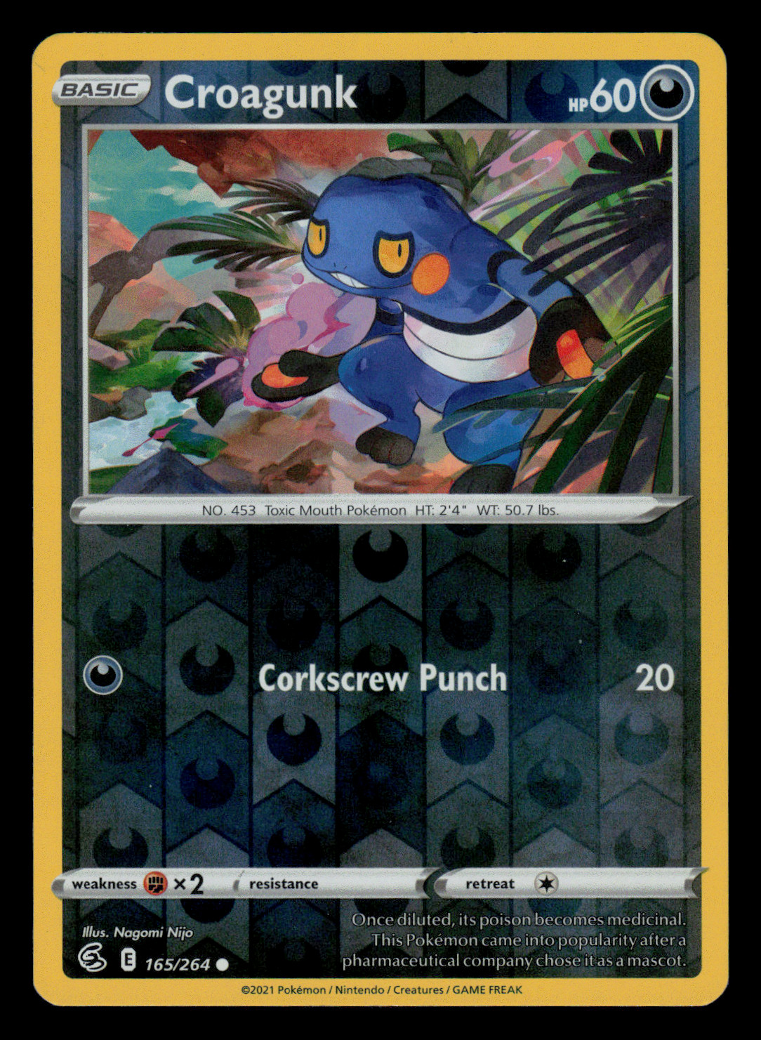 NM/EXC - Pokemon Croagunk 165/264 Fusion Strike Reverse Holo Common