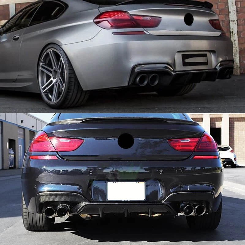 For 12-18 BMW F06 F12 F13 M6 640i 650i M Sport Gloss Black Rear Bumper Diffuser Foto 2 de 4