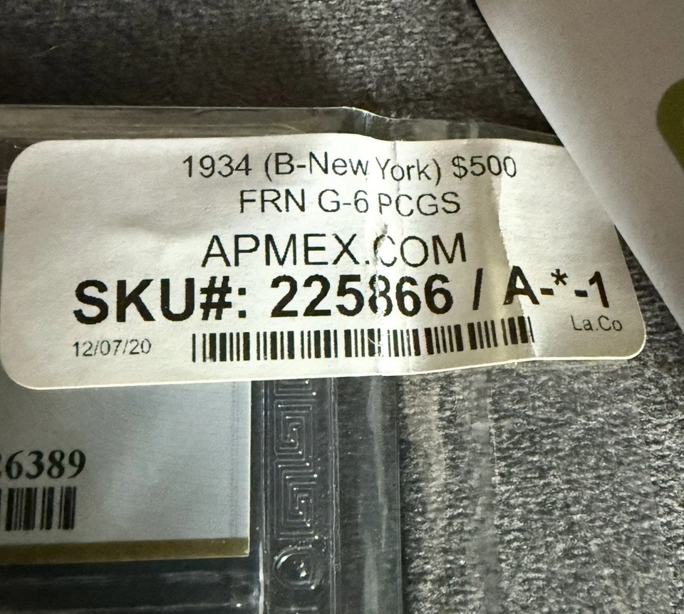 Billete de 500 dólares de la Reserva Federal FR. #2201-B 1934, NUEVA YORK ~ PCGS G-6  Foto 2 de 4