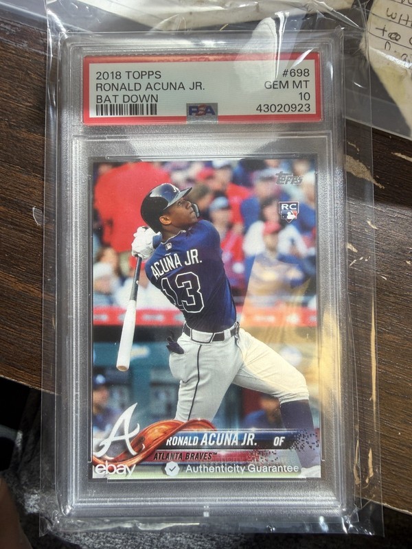 2018 Topps Series 2 Bat down RONALD ACUNA JR. RC PSA 10 #698