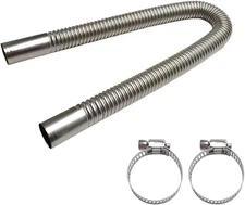 23.6 Inches Stainless Steel Exhaust Hose, 1 Inch Exhaust Extension, Flexible Tan