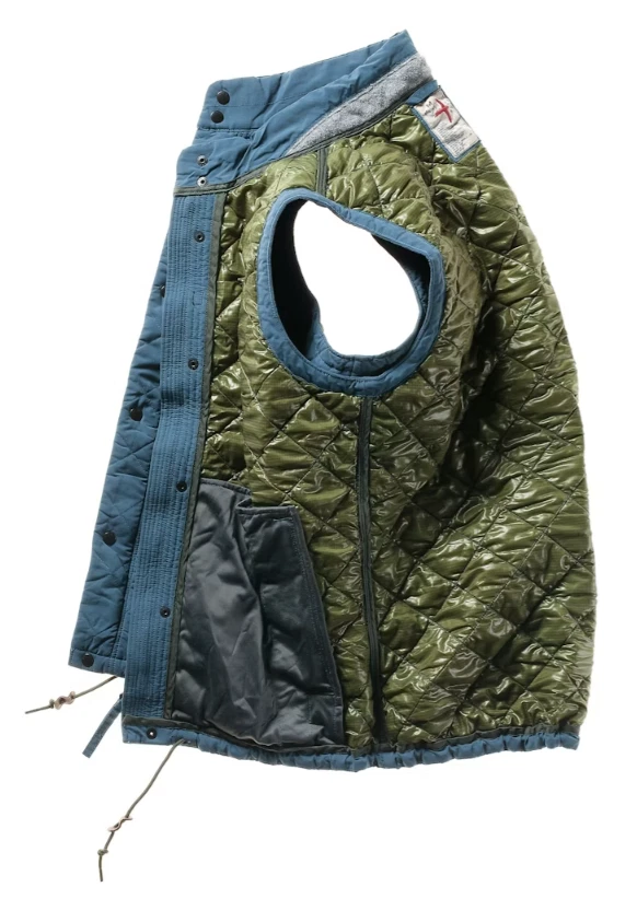 Relwen Quilted Tanker Vest Large Bright Cadet Blue Huckberry Insulated Zip Snap - Image 2 of 4