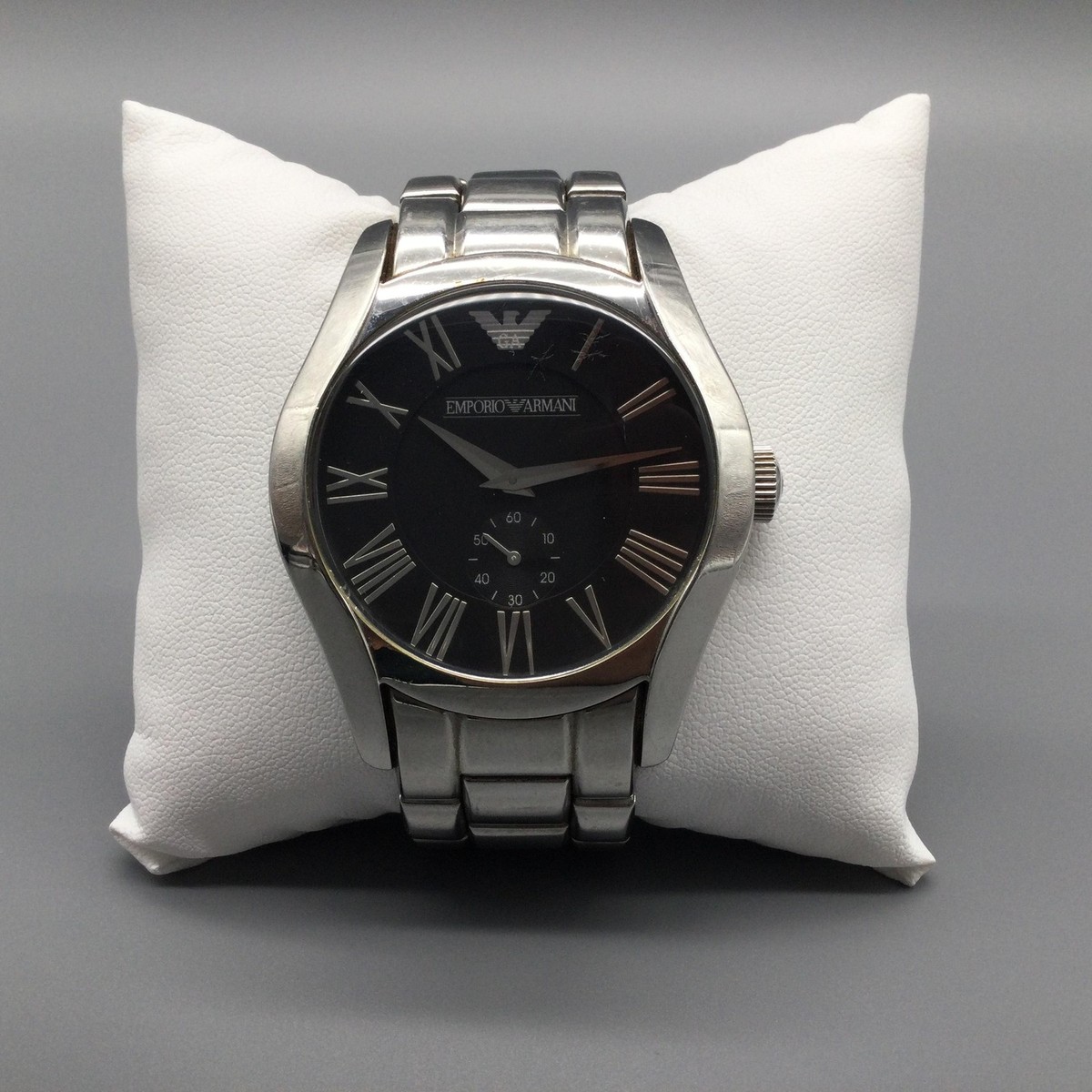 Emporio Armani Mens Watch 43mm Black Dial Stainless AR-0680 New 