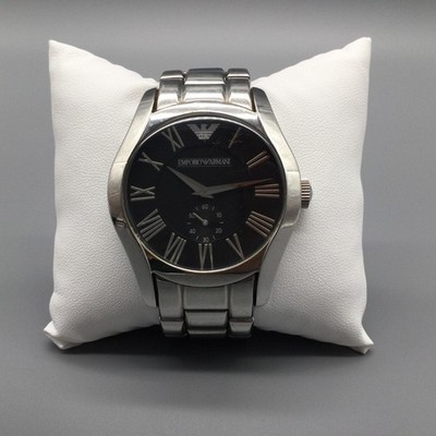 Emporio Armani Mens Watch 43mm Black Dial Stainless AR-0680 New 