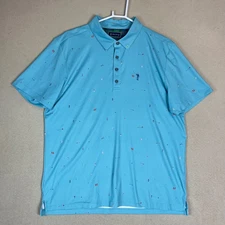 William Murray Golf Polo Shirt Mens Large Blue Golfers Print Polyester Bland