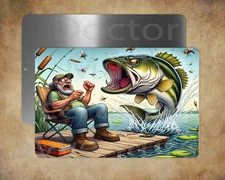 MONSTER BASS FISH FISHING 8 x 12" metal   sign  Made in USA