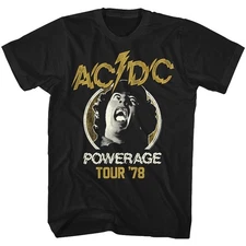 AC/DC Powerage Tour Black Rock and Roll Music Band T-Shirt